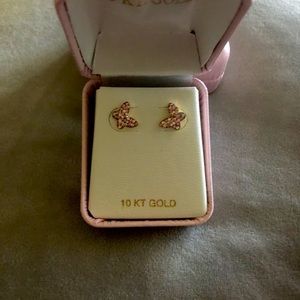 10k Pink Zircon Butterfly Earrings